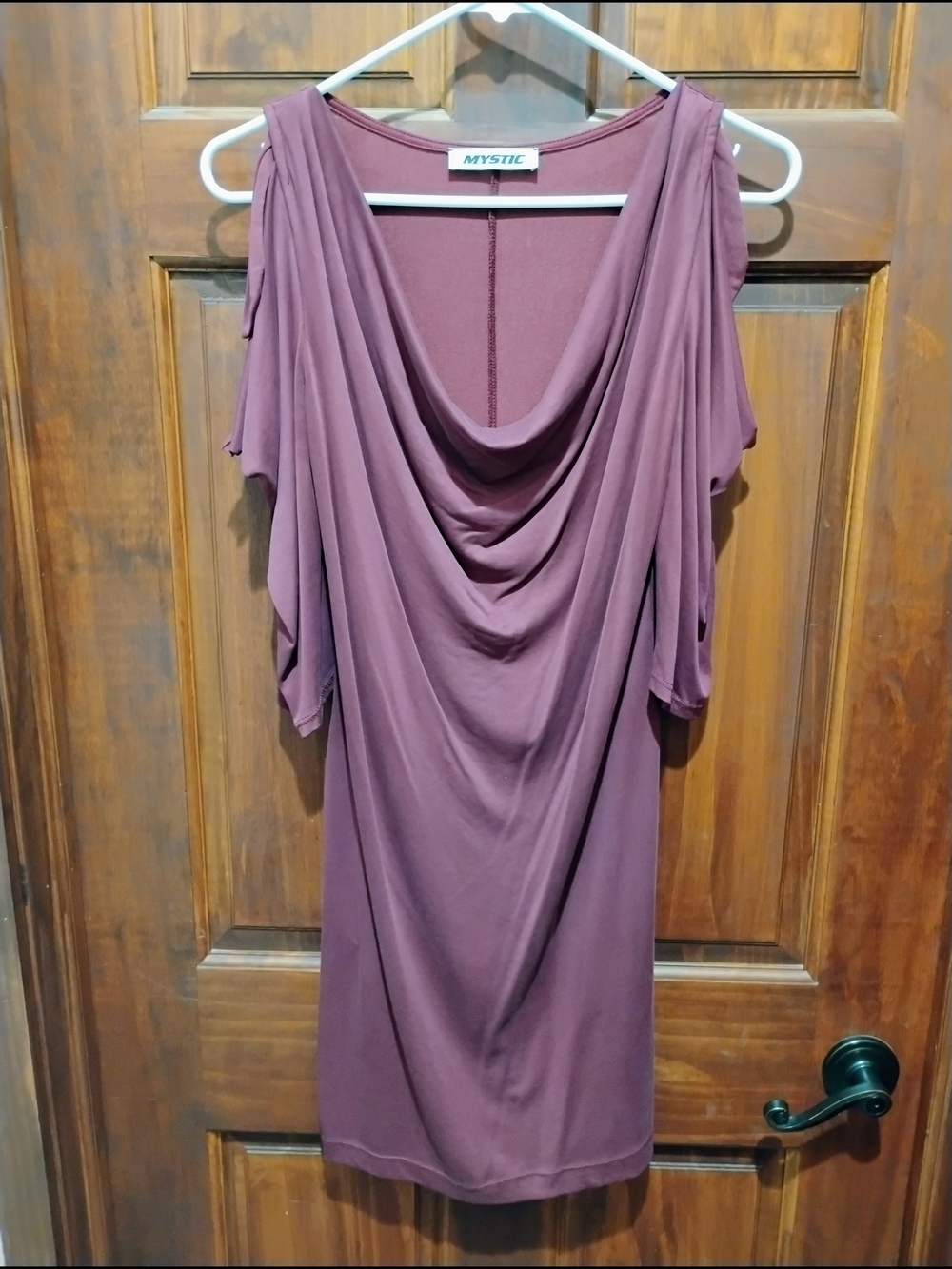Mauve Cold-Shoulder Drape Dress